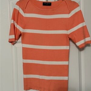 Lane Bryant Coral Ribbed Knit Crewneck Top